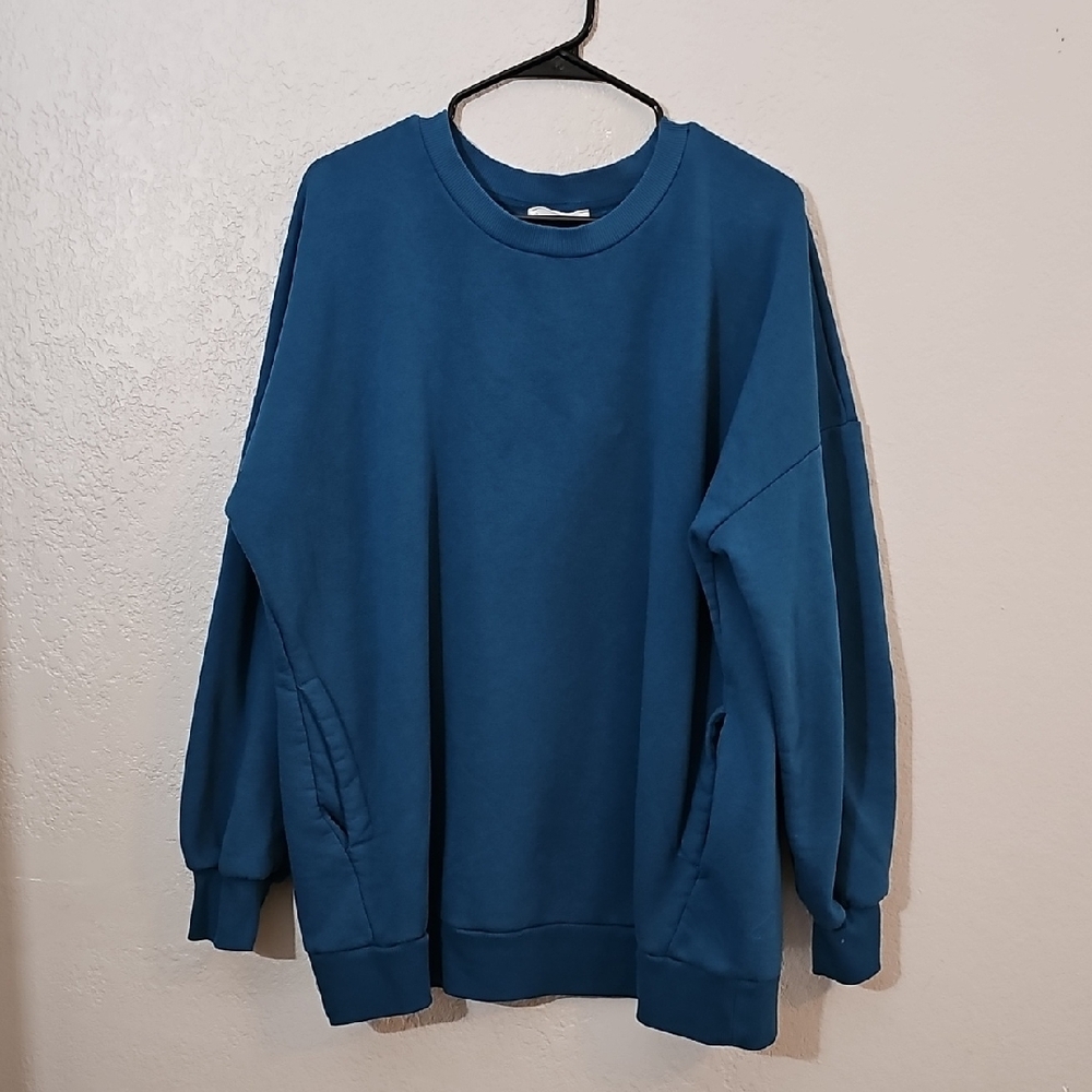 Zenana Outfitters Teal Crew Neck Sweater With Pockets Womens 2X - Picture 2 of 9